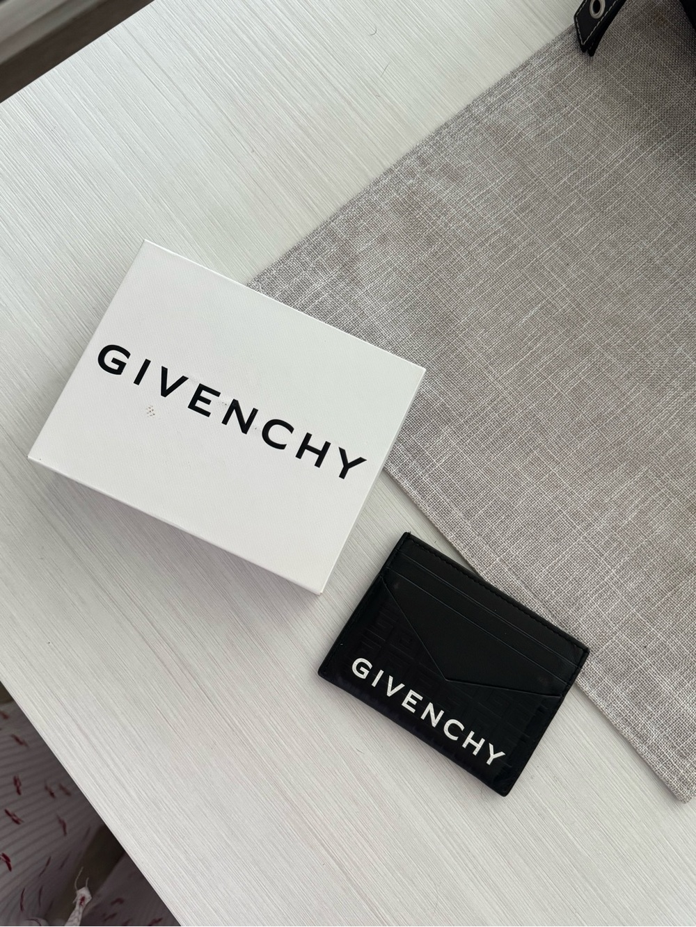 Givenchy Black Leather Card Sleeve with White Logo